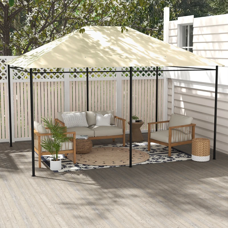 Outsunny 3 x 4m Gazebo Canopy Replacement Cover, Gazebo Roof Replacement (TOP COVER ONLY), Cream White