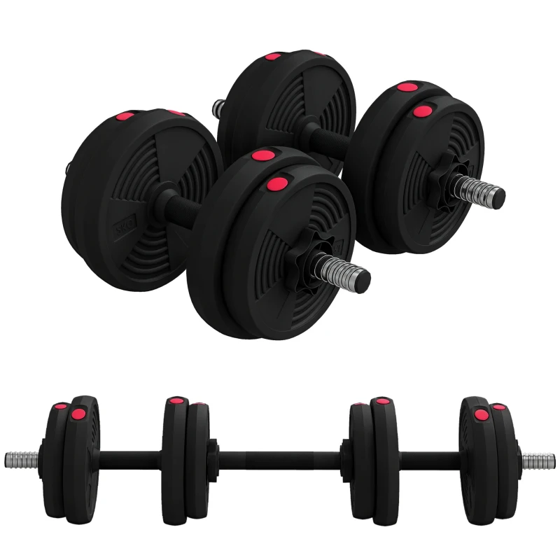 SPORTNOW Haltères 2 en 1 réglables, haltères libres avec poignées antidérapantes, 15KG - Barres incluses