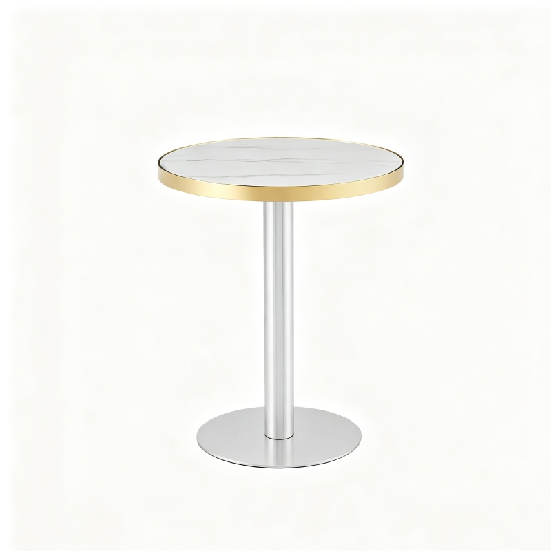 Table d'appoint ronde, plateau anti-rayures facile à nettoyer, 60x60x74 cm, Blanc