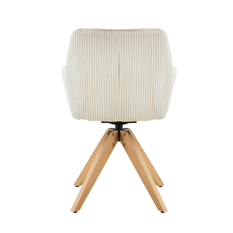 Lot de 2 chaises de salle à manger pivotantes style rétro luxueux, piètement quatre pieds en bois massif, 56,00x44,00x84,00 cm, Couleur naturelle