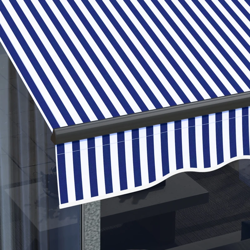 Outsunny Zonneluifel Luifel voor Terras, incl. Handkruk, weerbestendig, 247 cm x 295 cm, Blauw + Wit