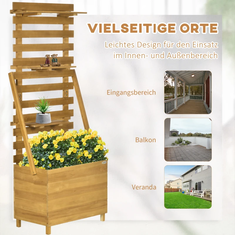 Outsunny Verhoogd Bed 63x39x160 cm Houten voor Terras en Tuin, Bruin