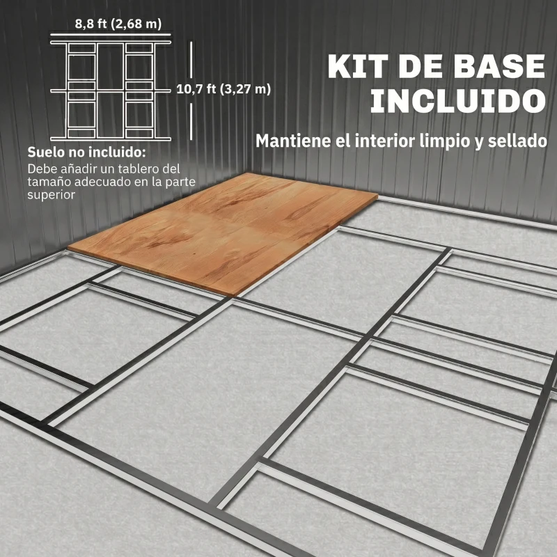 Outsunny Abrigo de Jardim Metálico 340x386x200cm Abrigo para Armazenamento de Ferramentas com Base de Reforço Incluida Verde
