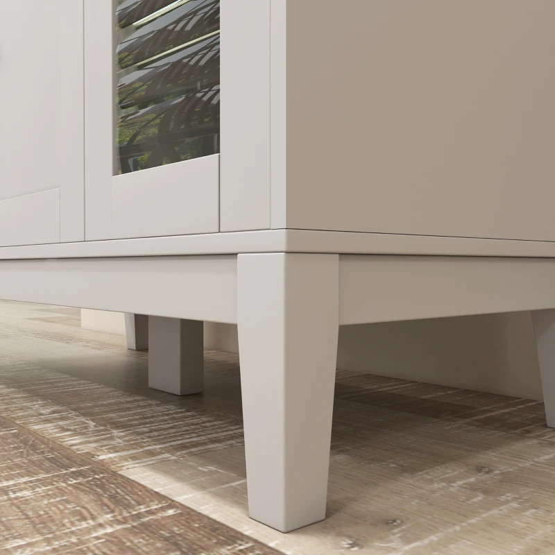 HOMCOM Mobile Microonde con Armadietto Inferiore e 3 Ripiani Laterali con Anta in Vetro, in Legno, 80x35x97 cm, Bianco