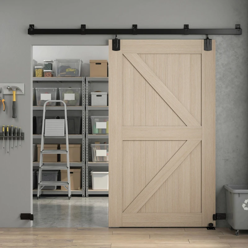 HOMCOM Schwerlast Schiebetür-Hardware-Set 244 cm Schwarz für Einzeltüren