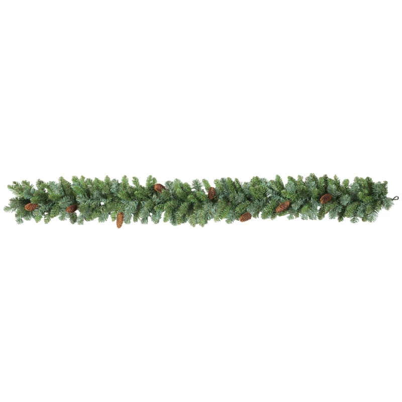 HOMCOM 1,8 m kunstmatige kerstguirlande bloemendecoratie met 162 takjes 8 dennenappels groen