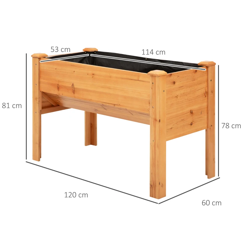 Outsunny verhoogd bed 124cm x 60cm x 81cm