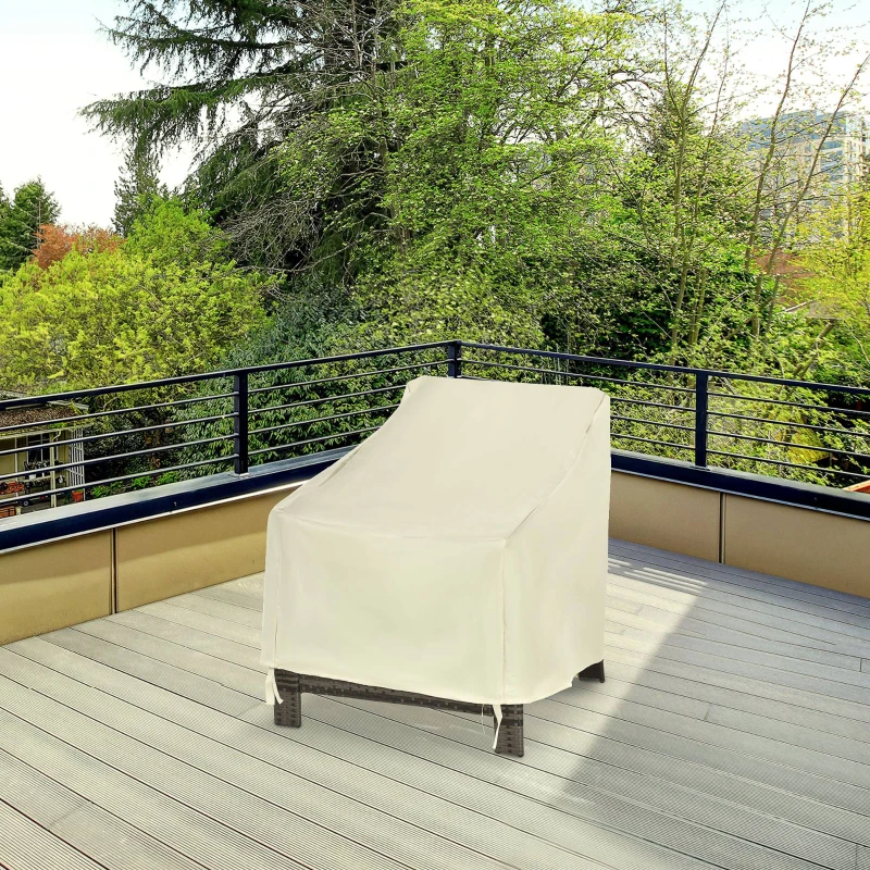 Outsunny Funda Protectora para Muebles de Jardín 68x87x77cm Funda de Tela Oxford 600D Impermeable para Patio Terraza Color Beige