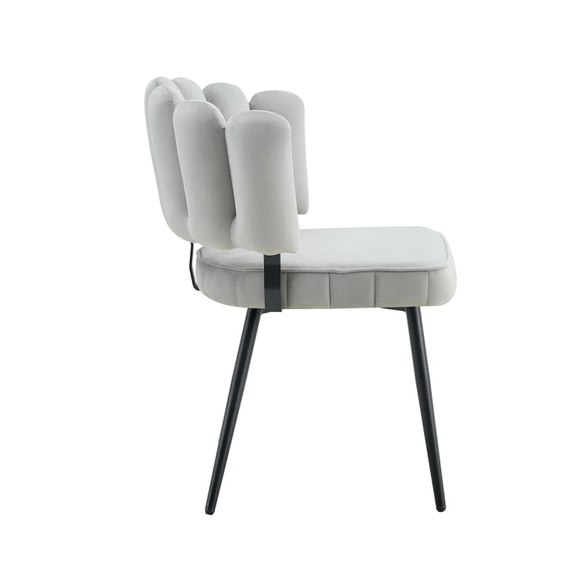 Lot de 2 chaises de salle à manger, mousse haute densité, patins antidérapants, 60x48x80 cm, Gris clair+Noir
