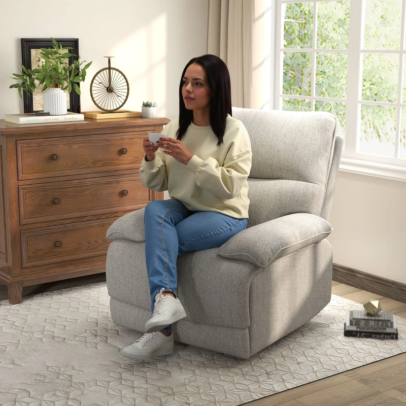 HOMCOM Poltrona Reclinável de Sala de Estar Poltrona Relax Reclinável Manual com Apoio para os Pés 89x98x101 cm Cinza
