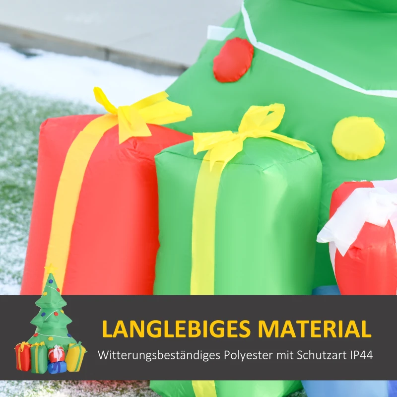 HOMCOM Opblaasbare Kerstdecoratie met LED-licht, Cadeaus, 150 cm Waterdicht voor Kerstfeesten