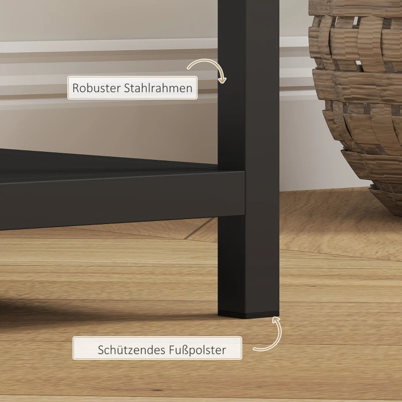 HOMCOM Consoletafel, 4 Niveaus, Stalen Frame, voor Hal, Woonkamer, Zwart(m-5)
