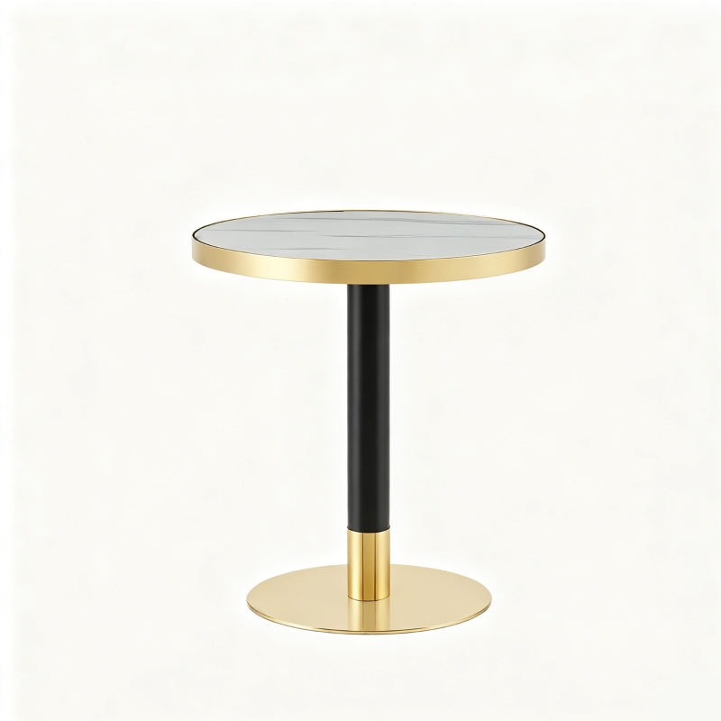 Table d'appoint ronde, plateau anti-rayures facile à nettoyer, 60x60x74 cm, Blanc