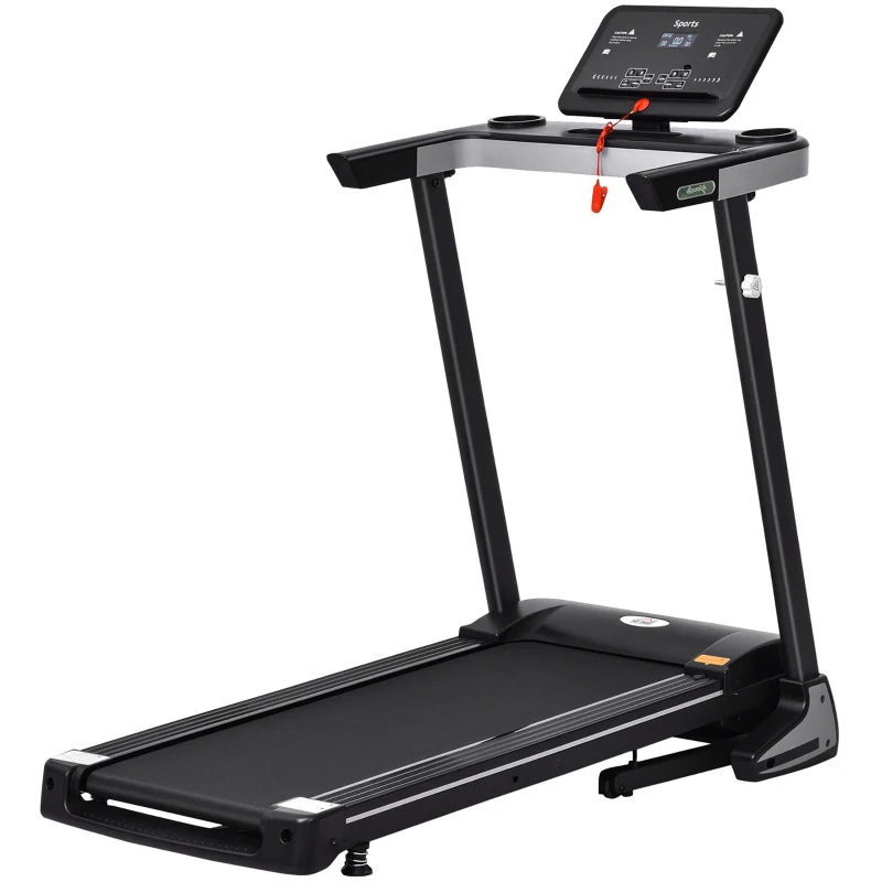 HOMCOM Tapis Roulant Elettrico Pieghevole 1-12km/h, Tapis Roulant Salvaspazio con 12 Programmi Preimpostati, Display LCD e Supporto per Tablet, per Camminata e Corsa, Compatto per Casa e Ufficio, Nero