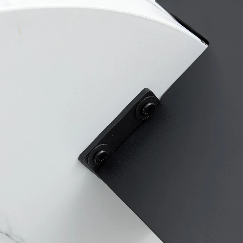 Table basse ronde moderne à 2 niveaux, design démontable et modulable, bords arrondis, 61x61x30 cm, Blanc+Noir