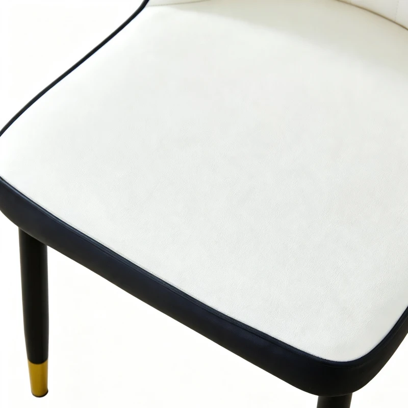 Lot de 2 chaises de salle à manger modernes, assise rembourrée, embouts antidérapants, 43x41.5x89 cm, Blanc+Noir