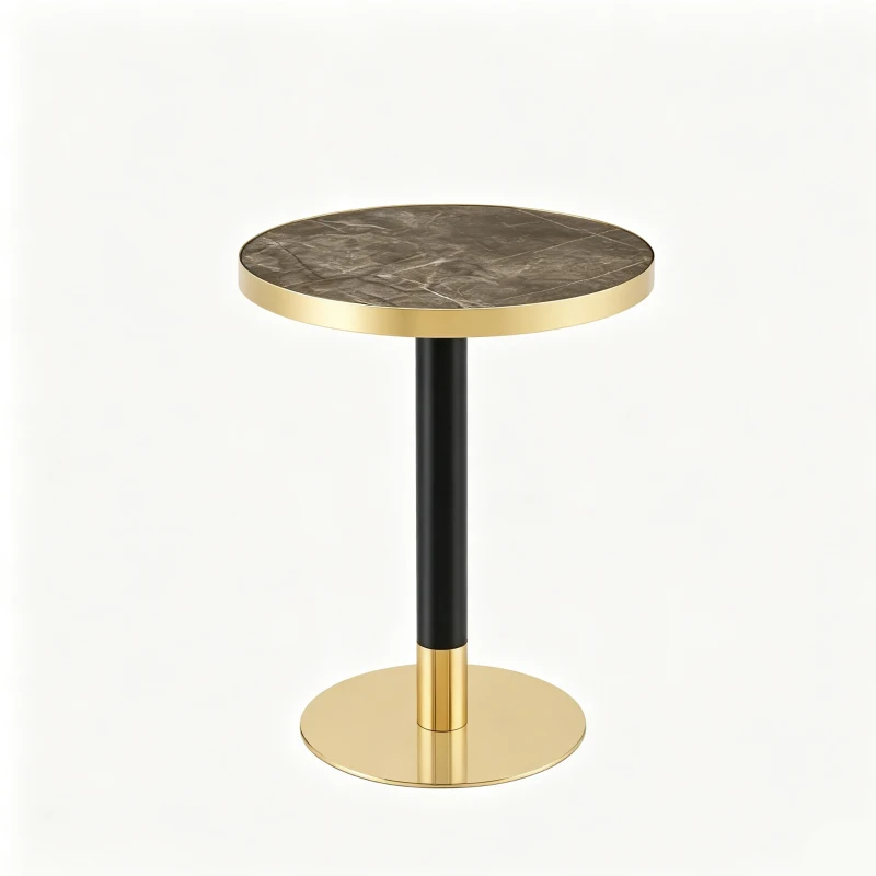 Table d'appoint ronde, plateau anti-rayures facile à nettoyer, 60x60x74 cm, Gris