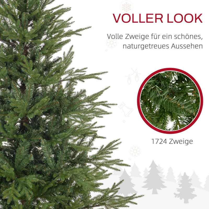 HOMCOM Kerstboom 150 cm, realistisch uiterlijk, snel op te zetten, inclusief standaard, brandveilig kunststof