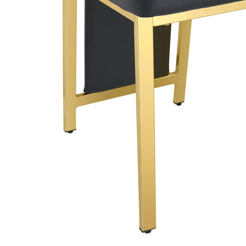 Chaise de salle à manger minimaliste européenne, bordure dorée 3D et dossier haut ergonomique, 44x42.7x109 cm, Noir+Doré