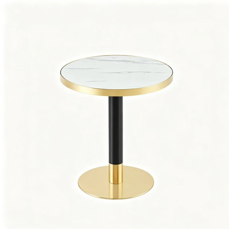 Table d'appoint ronde, plateau anti-rayures facile à nettoyer, 60x60x74 cm, Blanc