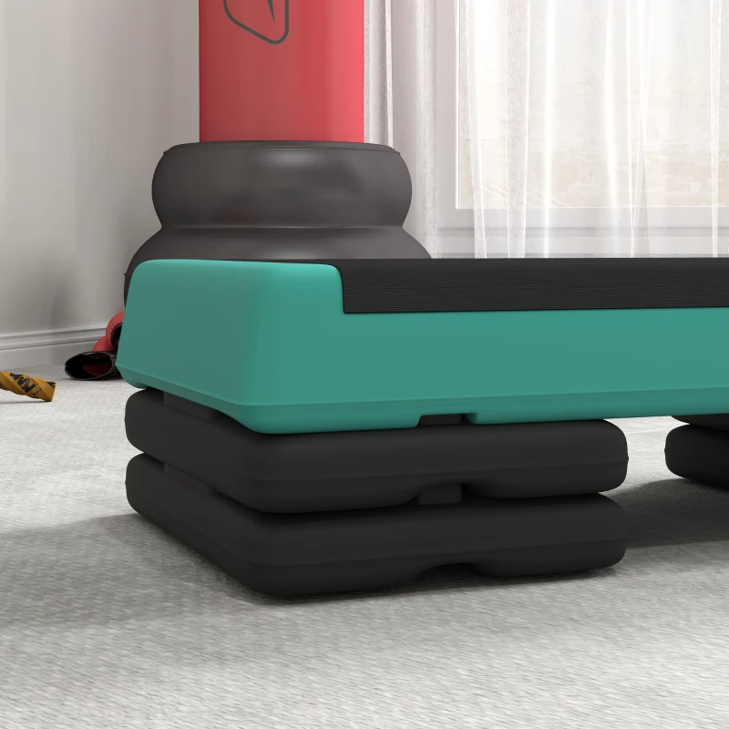 SPORTNOW Step de Aeróbic Step para Fitness Antideslizante Altura Regulable 3 Niveles 77x36x20,5cm Verde y Negro