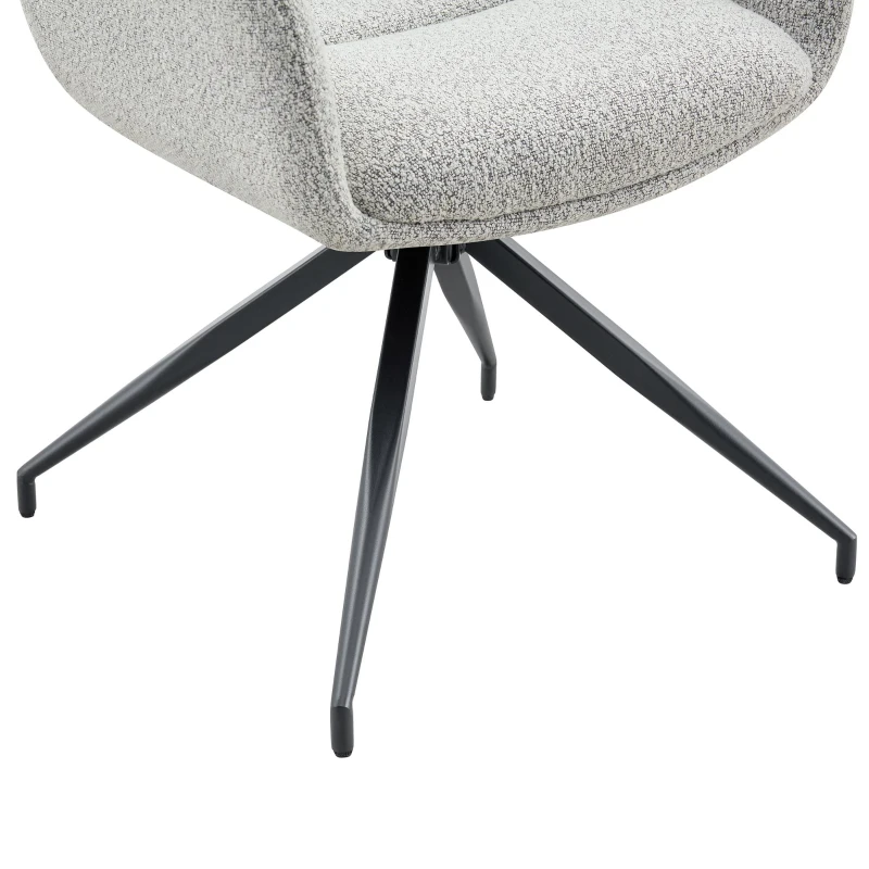 Fauteuil pivotant 360° rembourré, piètement métal laqué stable, patins antidérapants, 48x50x85 cm, Gris clair