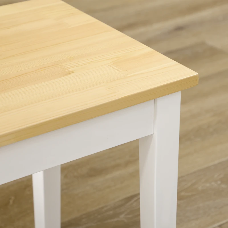 HOMCOM Zitbank Houten Bank 2-Zitsbank, Massief hout, gelakt, Natuur + Wit