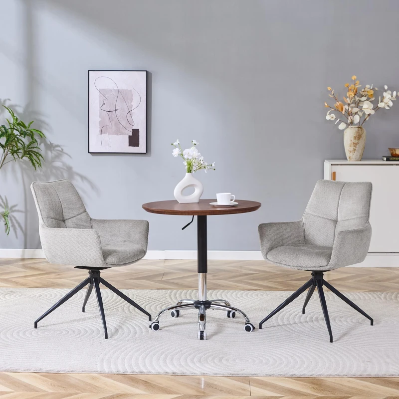 Fauteuil pivotant 360° rembourré, piètement métal laqué stable, patins antidérapants, 48x50x85 cm, Gris