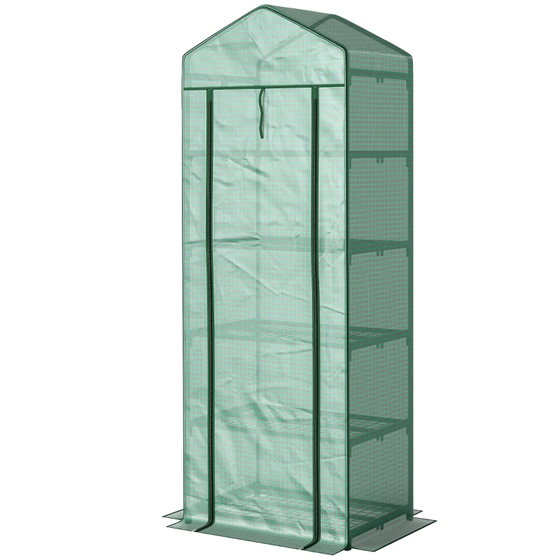 Outsunny Mini-Kas voor Bloemen of Groente, Staal, Kunststof, 69L x 49B x 193H cm, Groen