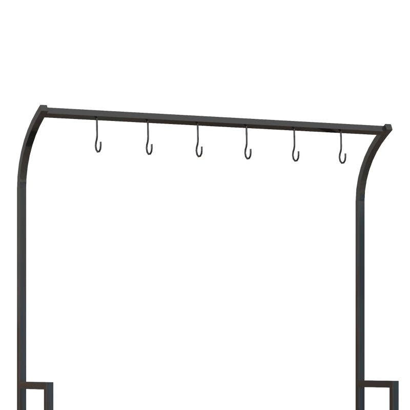 Outsunny Bloemenstandaard, 3 niveaus, 6 haken, voor binnen en buiten, metalen frame, 170H x 110L x 50B cm, zwart