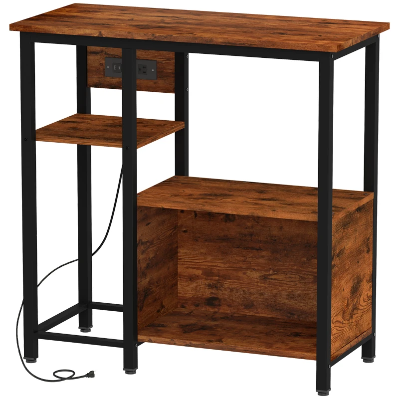 PawHut Fish Tank Stand with Power Outlets Aquarium Stand with Cabinet 20-29 Gallon Tanks Tiger Wood Grain