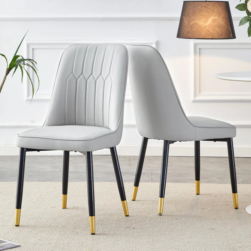 Lot de 2 chaises de salle à manger modernes, assise rembourrée, embouts antidérapants, 43x41.5x89 cm, Gris clair