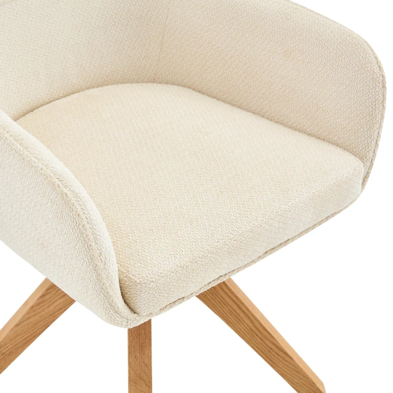 Chaise de salle à manger pivotante 360° (lot de 2), design moderne légèrement luxueux, 58,00x46,00x82,00 cm, Couleur naturelle