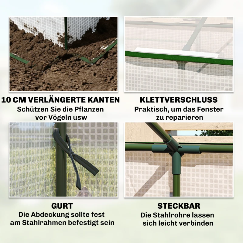 Outsunny Kas met ramen van PE-folienet, winterbestendige foliekas, broeikas 180 x 90 x 70 cm wit(m-6)