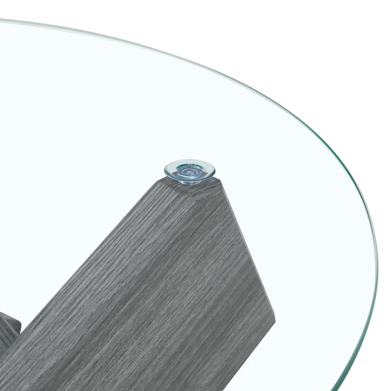 Table basse ronde, design moderne, facile à nettoyer et stable, 79x79x45 cm, Transparent
