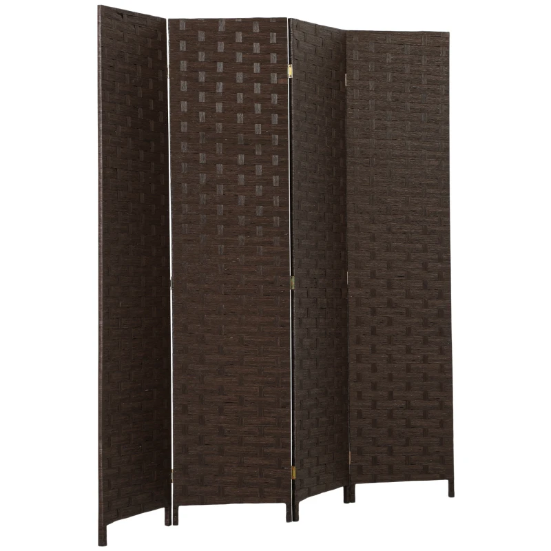 HOMCOM Wave Fibre Freestanding Folding Privacy Screen Panels, Room Divider, Dark Brown