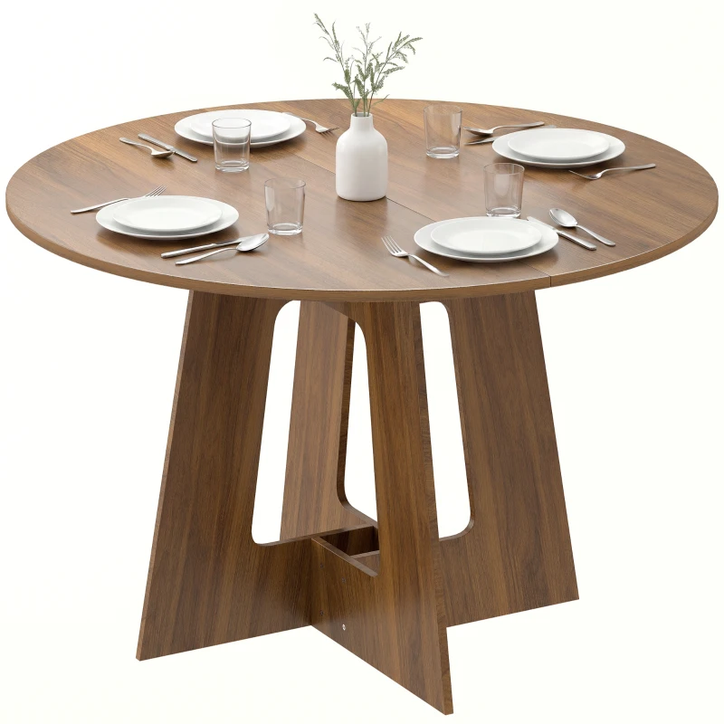 HOMCOM Table à manger ronde pour 4 personnes, Ø 110 x 73,5 cm, table de cuisine avec base croisée, marron