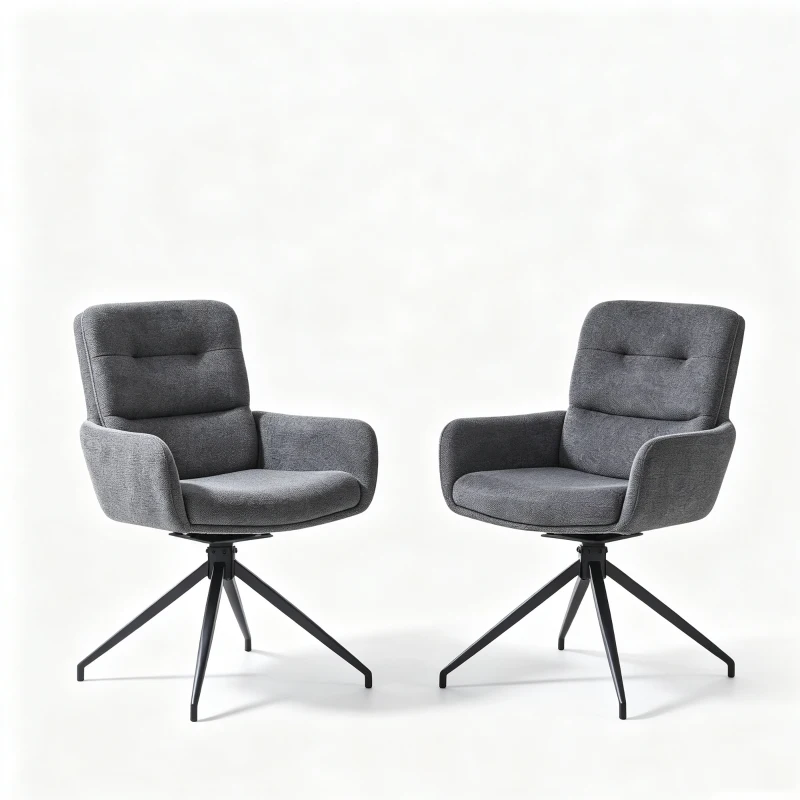 Chaise pivotante de salle, manger style luxe léger européen, lot de 2, patins antidérapants, 55x50x85 cm, Gris foncé