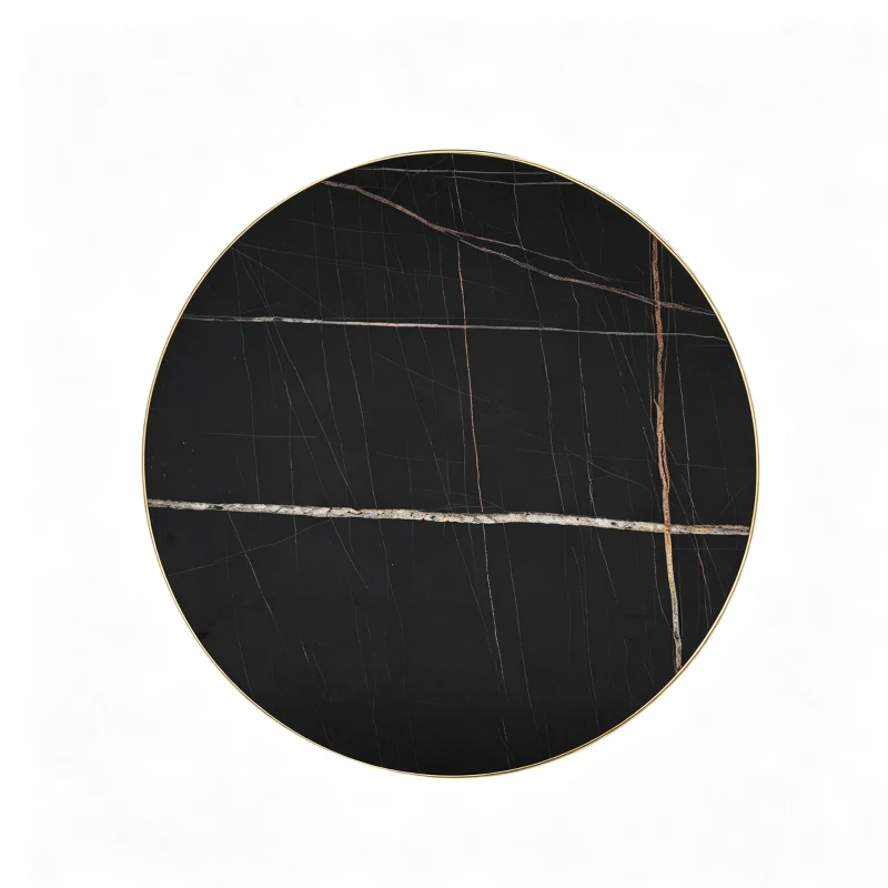 Table d'appoint ronde, plateau anti-rayures facile à nettoyer, 60x60x74 cm, Noir