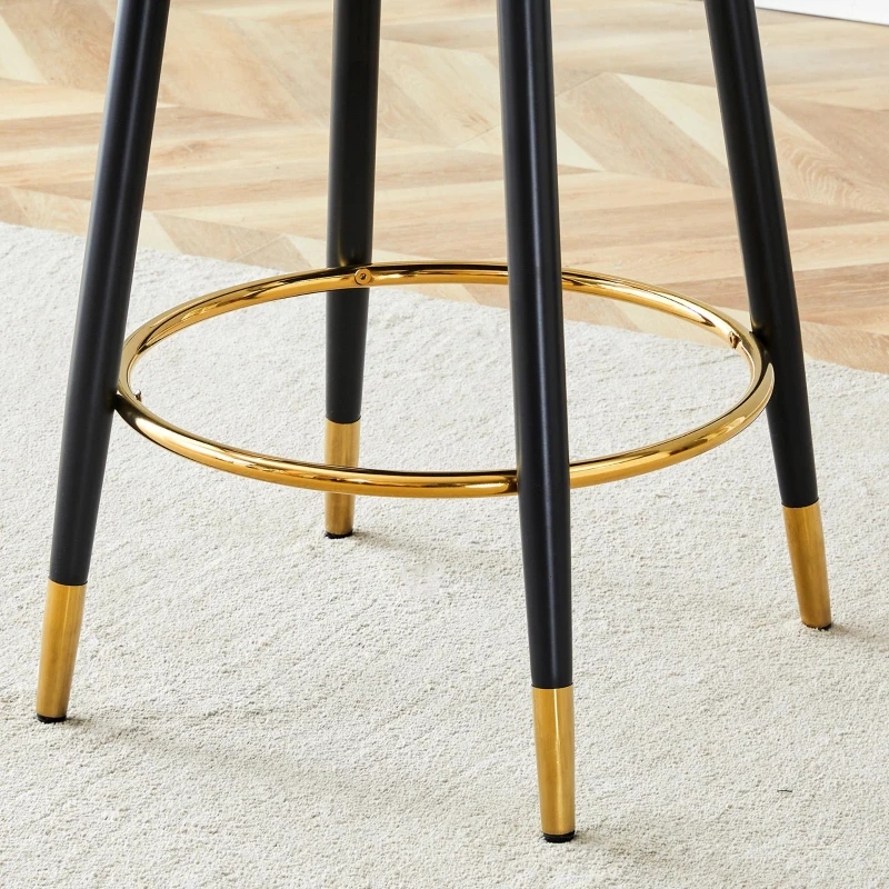 Tabouret de bar pivotant 360°, dossier ajouré design, lot de 2, 44x44x91.5 cm, Gris foncé+Blanc