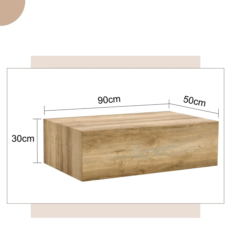 Table basse rectangulaire, style Luxury moderne compatible, pieds antidérapants en silicone, 90x50x30 cm, Couleur naturelle