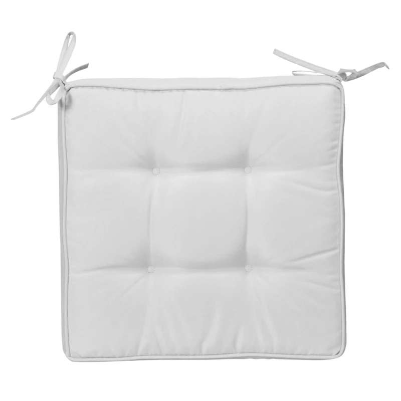 Outsunny Set of 4 Garden Seat Cushion with Ties, 42 x 42cm Replacement Dining Chair Seat Pad, Light Grey