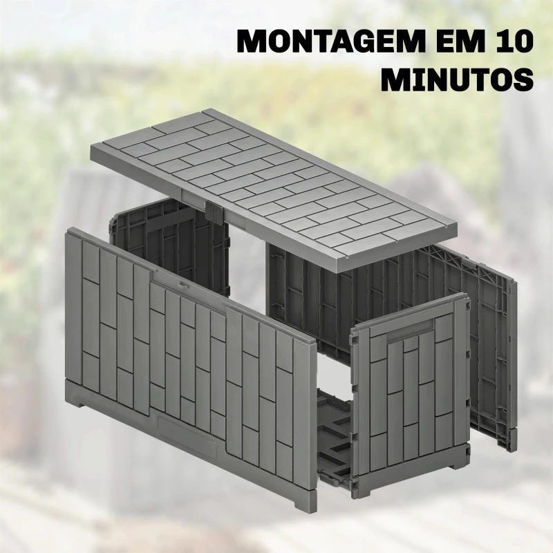 Outsunny Baú Exterior Capacidade 227L Baú de Armazenamento Exterior Resistente à Água e aos Raios UV com Fechadura Cinzento