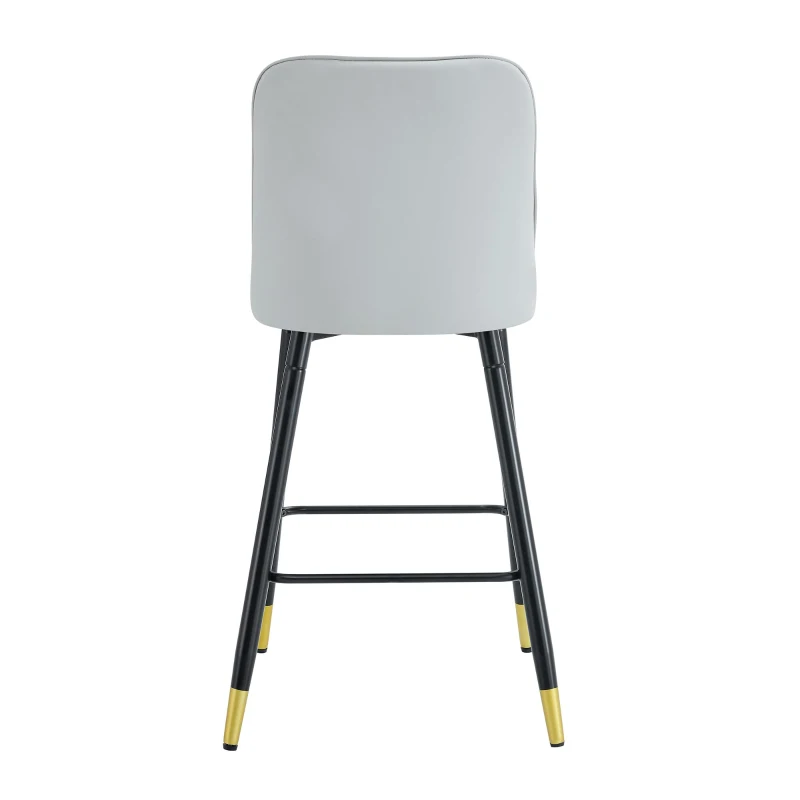 Lot de 2 tabourets de bar, design moderne, repose-pieds et renfort croisé, 42x45x100 cm, Gris clair
