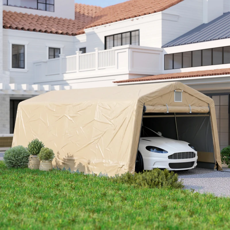 Outsunny Tente garage carport dim. 6,2L x 3,3l x 2,4H m acier galvanisé robuste PE haute densité 150 g/m² imperméable anti-UV(m-2)