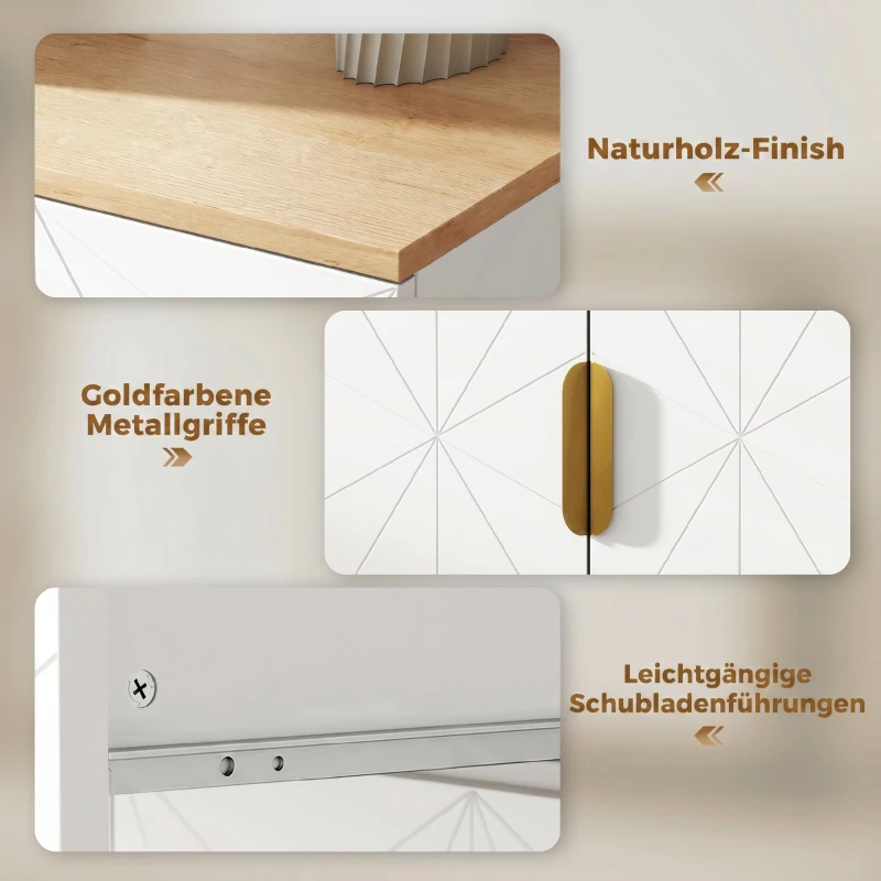 HOMCOM Modern dressoir, opbergkast met lade en verstelbare plank, wit