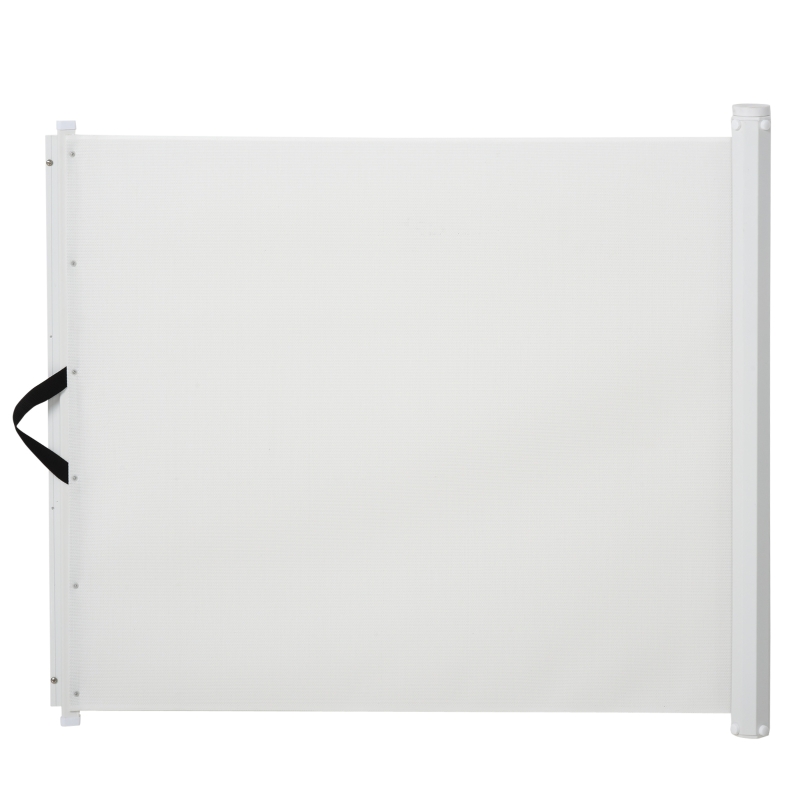 PawHut Barrière de sécurité barrière animaux rétractable automatique 1,15L x 0,83H m teslin métal blanc