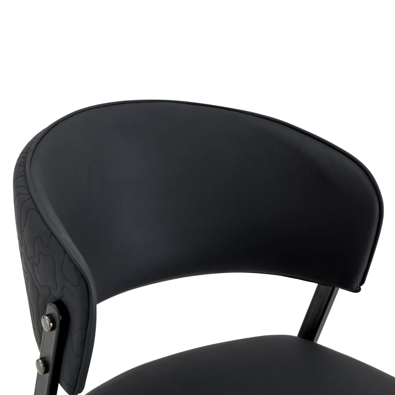 Chaise de salle à manger moderne rembourrée, design épuré, dossier ergonomique, 51x49x78 cm, Noir