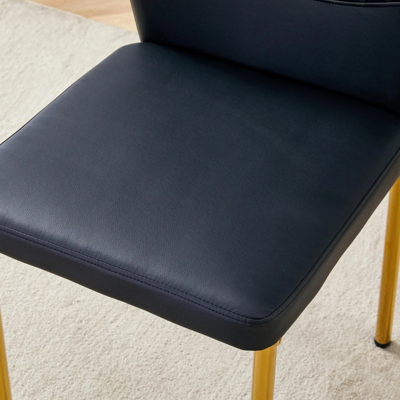 Lot de 4 chaises de salle à manger, style léger-luxe, patins antidérapants, 43x42.6x93 cm, Noir+Doré