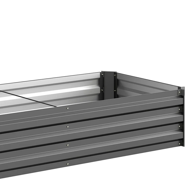 Outsunny Verhoogde Plantenbak, Tuinbed, Kruidentuin, weerbestendig, open bodem, 240 x 60 x 30 cm, Donkergrijs